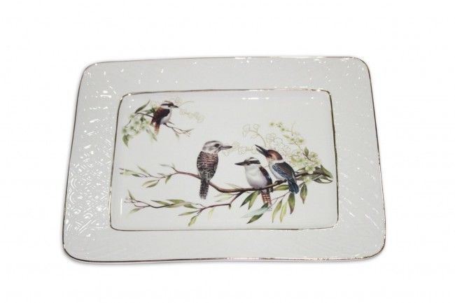 Kookaburra Bird  Tray Plate 30.5cm Fine Bone China Chinaware Plate w Box Gift