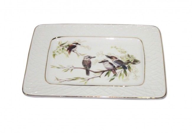 Kookaburra Bird  Tray Plate 20cm Fine Bone China Chinaware Plate w Box Gift