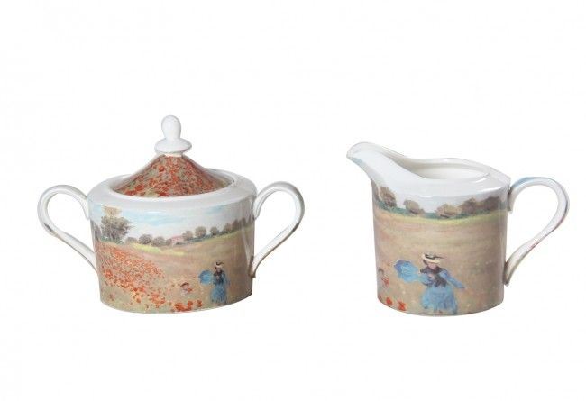 Monet Poppies Sugar and Creamer Set Fine Bone China Chinaware Xmas Gift