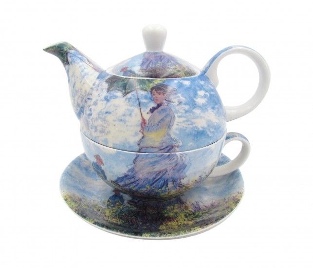 Monet Woman With A Parasol Teapot Tea Pot Tea For One Fine Bone China w Box Gift