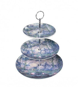 Monet Water Lilies 3 Tier Cake Stand Fine Bone China High Tea Chinaware w Box