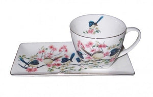 New Blue Wren Breakfast Set 250cc Cup & Saucer set Fine Bone China Xmas Gift