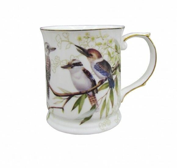 New Fine Bone China Australia Bird Kookaburra Coffee Tea Mug w Handle Cup  415cc