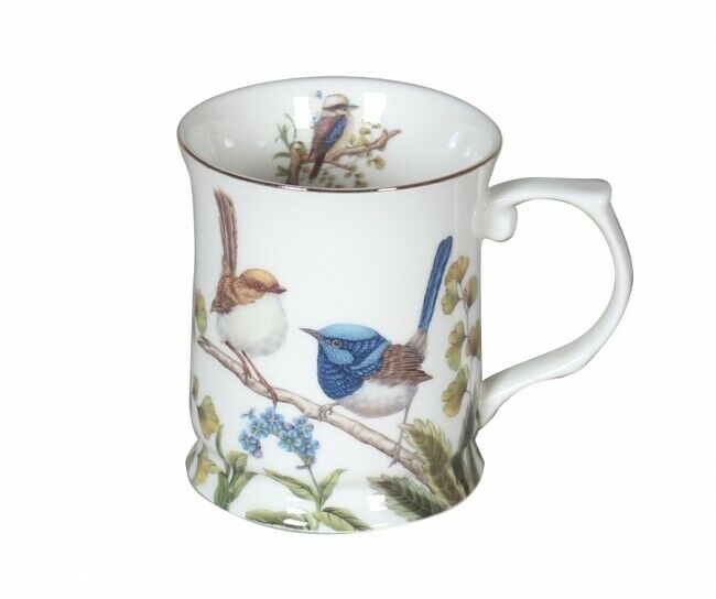 Australian Birds Fine Bone China Coffee Tea Mug Cup 415cc Kookaburra Blue Wren