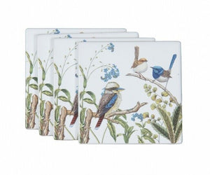 4pc Australian Birds Coasters Fine Bone China Chinaware Gift w Box