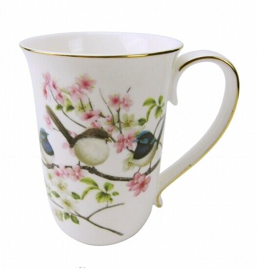 New Fine Bone China Australia Bird Blue Wren Coffee Tea Mug w Handle Cup 405cc