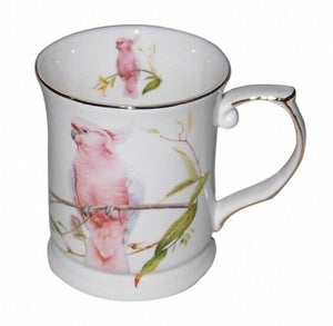 New Fine Bone China Cockatoo Coffee Tea Mug w Handle Cup 415cc In Box Gift