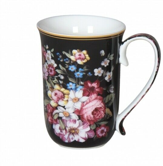 New Fine Bone China Bouquet Flowers Coffee Tea Mug w Handle Cup 405cc