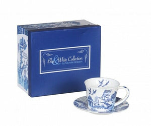 Blue&White Williow 250cc Cup & Saucer Set Fine Bone China w Box Gift