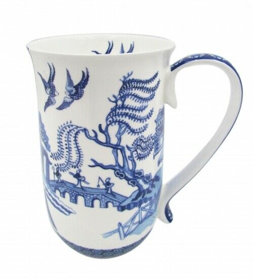 Fine Bone China Blue&White Willow 405cc Tea Coffee Mug Birthday Xmas Gift