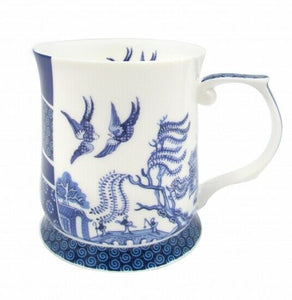 415cc Fine Bone China Blue & White Williow Coffee Tea Mug w Handle Cup w Box