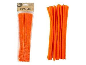 50X Orange Pipe Cleaners Chenille Stems Pipe Cleaner Stick Plain Colours Craft Art