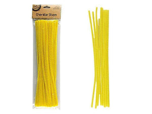 50X Yellow Pipe Cleaners Chenille Stems Pipe Cleaner Stick Plain Colours Craft Art