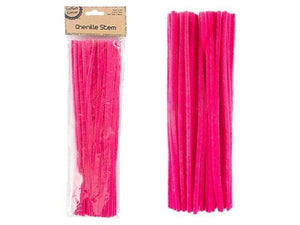 50X Pink Pipe Cleaners Chenille Stems Pipe Cleaner Stick Plain Colours Craft Art