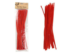 50X Red Pipe Cleaners Chenille Stems Pipe Cleaner Stick Plain Colours Craft Art