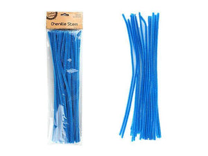 50X Blue Pipe Cleaners Chenille Stems Pipe Cleaner Stick Plain Colours Craft Art