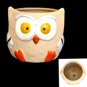 Ceramic Pot Owl Cacti Succulent Plant Pot Flower Planter W Hole Garden Decor