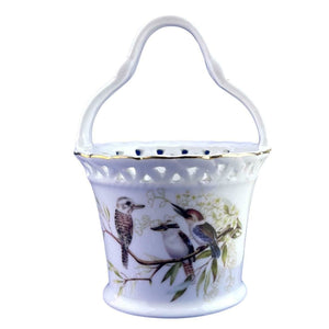 Kookaburra Basket Australian Bird Fine Bone China Chinaware Tea set Box W Handle