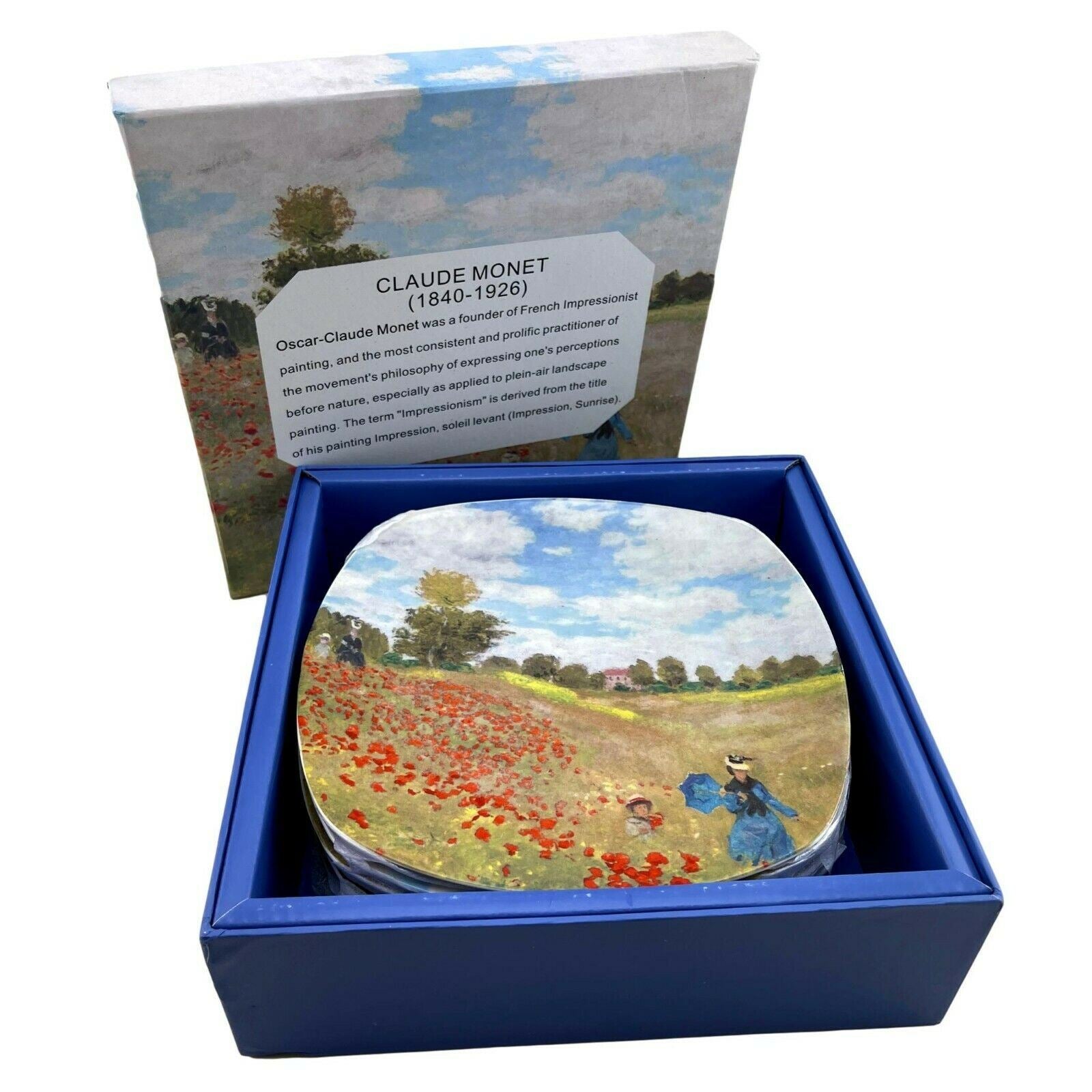 Monet Poppies 6 X Dessert Plates Fine Bone China Birthday Xmas With Gift Box