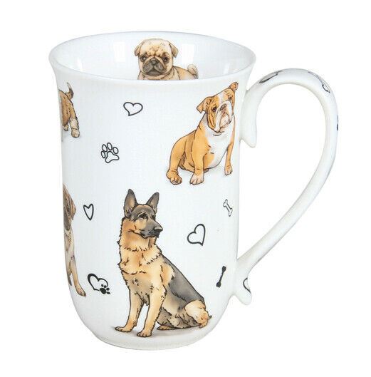 New Fine Bone China Dog Coffee Tea Mug w Handle Cup 405cc In Box Gift