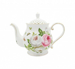 Fine Bone China Butterfly Rose 1L Teapot Tea Pot In Gift Box