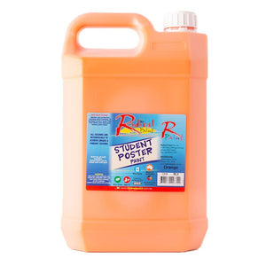 Student Poster Paint Acrylic Washable Paint Bulk Kids School Project Art Orange 5L