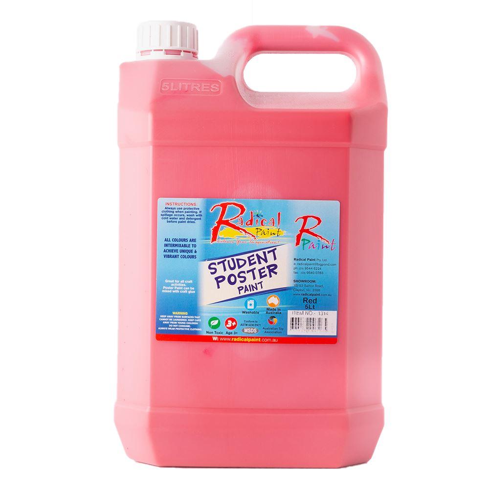 Student Poster Paint Acrylic Washable Paint Bulk Kids School Project Art Red 5L