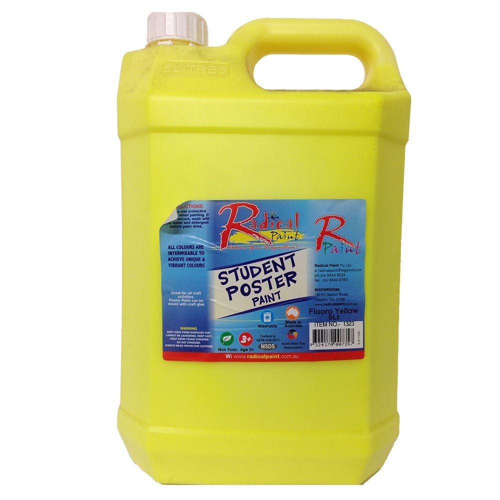 Student Poster Paint Acrylic Washable Paint Bulk Kids School Project ArtFluoro Yellow 5L