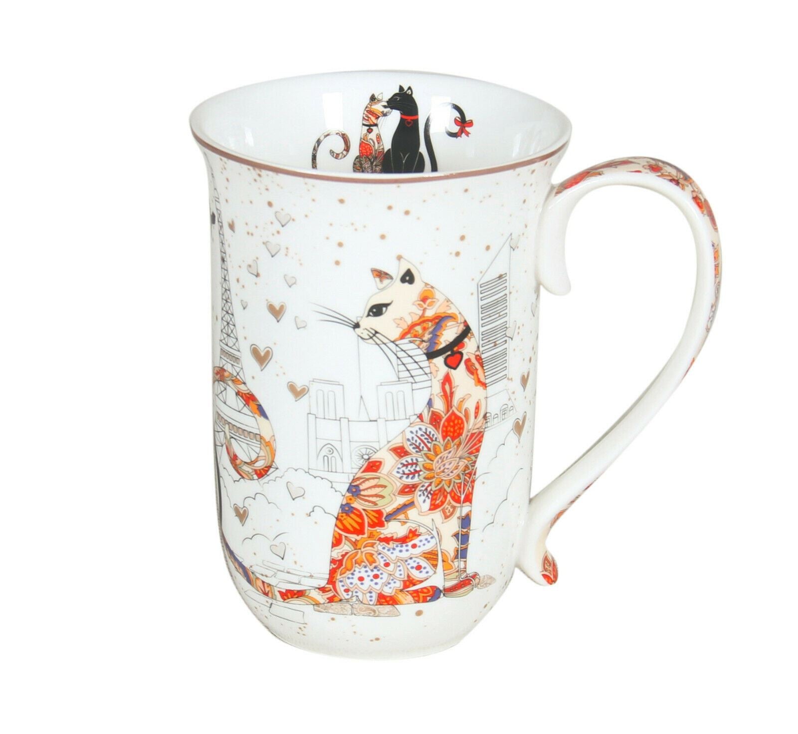 Cat Couple Embossed 405cc Mug Fine Bone China Coffee Tea Cup Mug