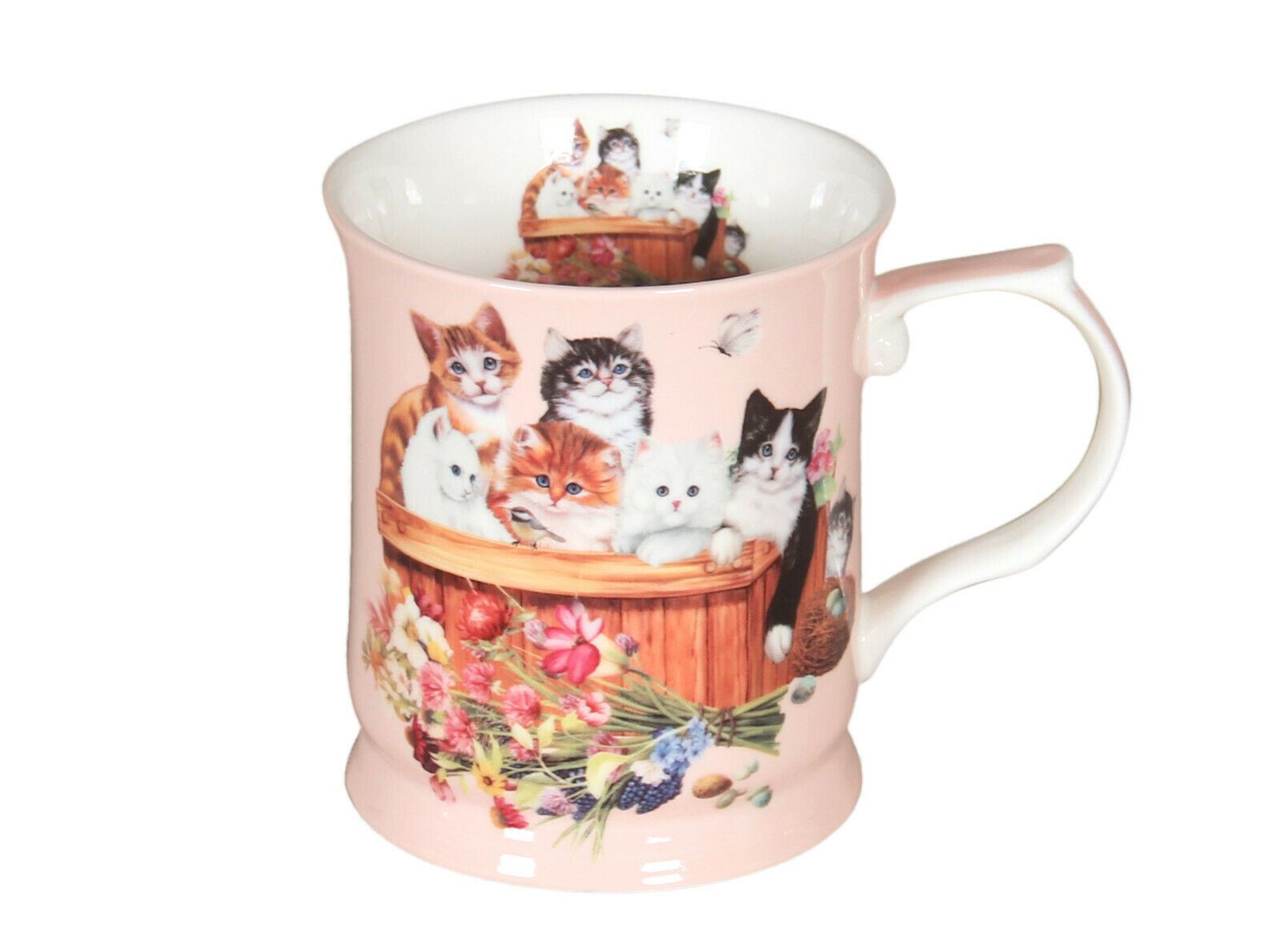 Cat Family Cute Cat Kitten in Pink Fine Bone China Coffee Tea Cup Mug 415cc