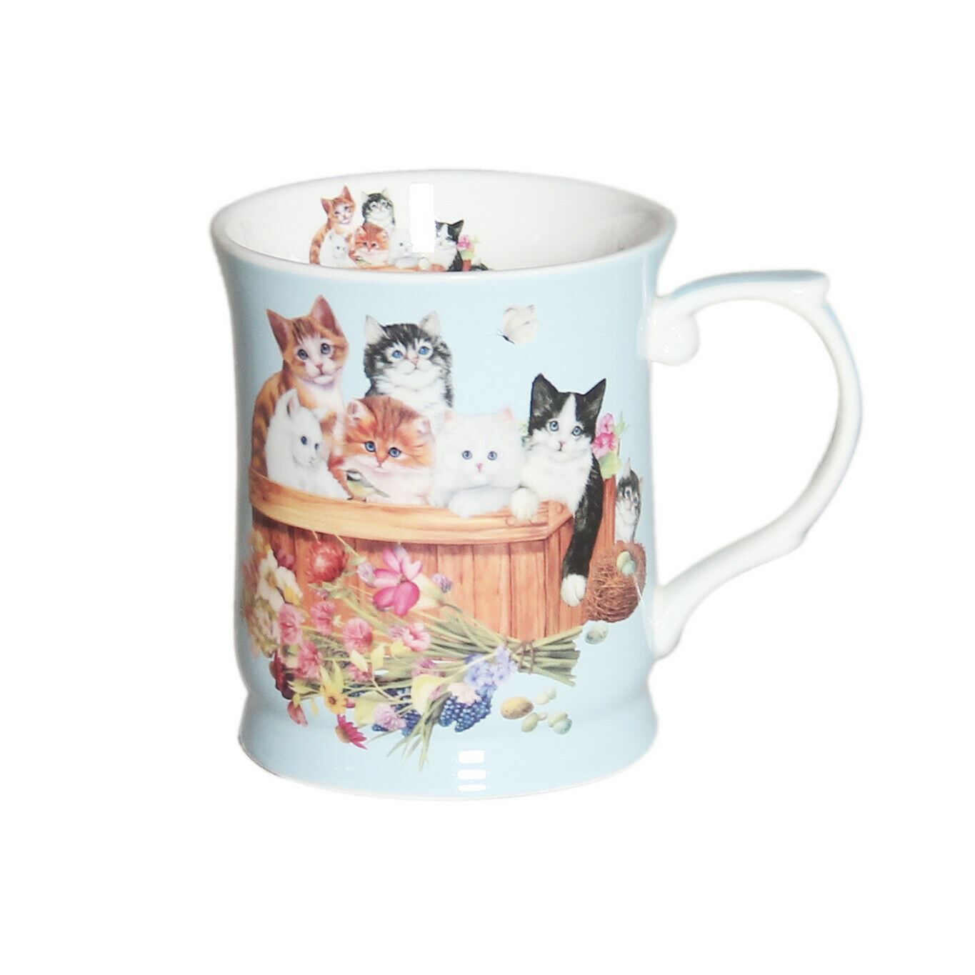 Cat Family Cute Cat Kitten in Blue Fine Bone China Coffee Tea Cup Mug 415cc