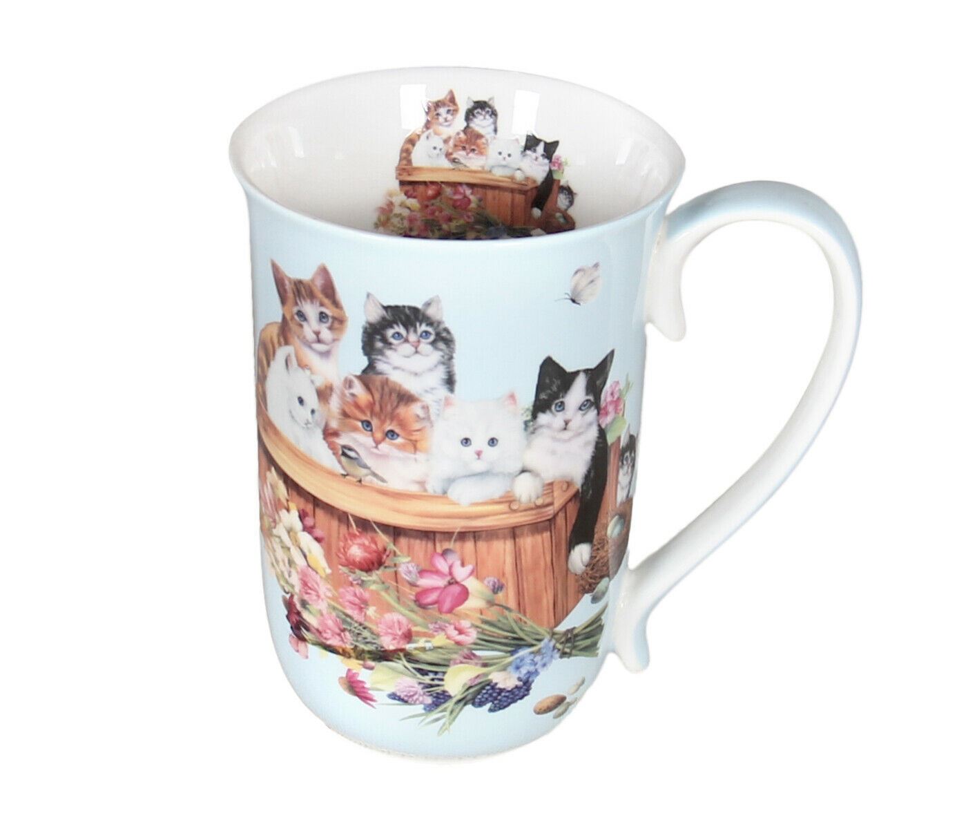 Cat Family Cute Cat Kitten in Blue Fine Bone China Coffee Tea Cup Mug 405cc