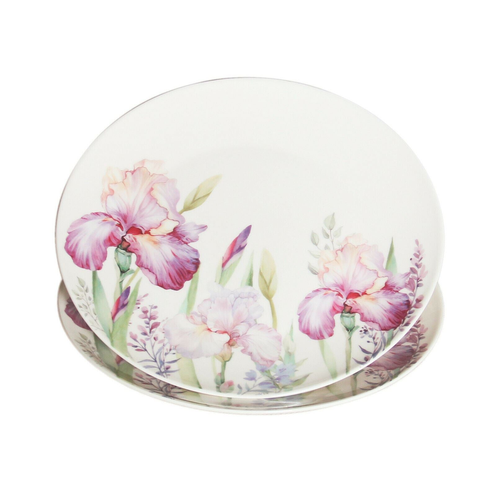 Set of 2 Plate IRIS 8''/20cm Fine Bone China Flower Dessert Plate in Gift Box