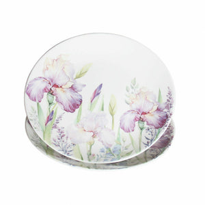 Set of 2 Plate IRIS 10''/25cm Fine Bone China Flower Dinner Plate in Gift Box