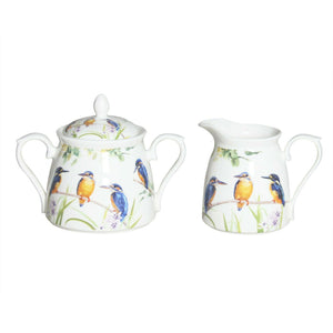 Australian Bird Kingfisher Sugar and Creamer Set In Gift Box