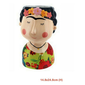 Pot Ceramic Cacti Succulent Flower Planter Girl Lady Fashion Woman Pot Flowerhead Girl-L