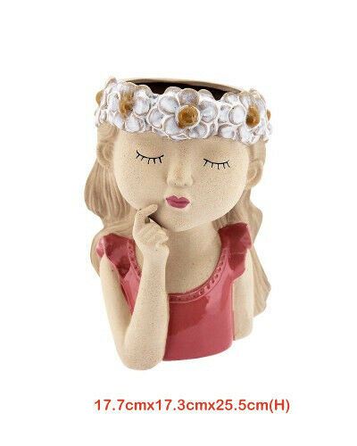 Pot Ceramic Cacti Succulent Flower Planter Girl Lady Fashion Woman Pot Flowerhead Girl-XL