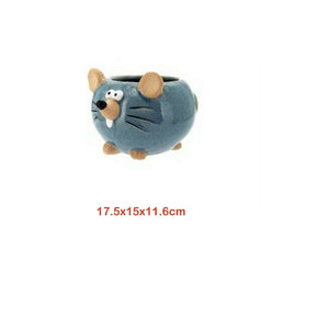 Ceramic Pot Cacti Succulent Flower Animal Pot Mouse-Blue