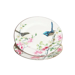 Set of 2 Fine Bone China 19cm Plate Australian Bird Blue Wren w Gift Box