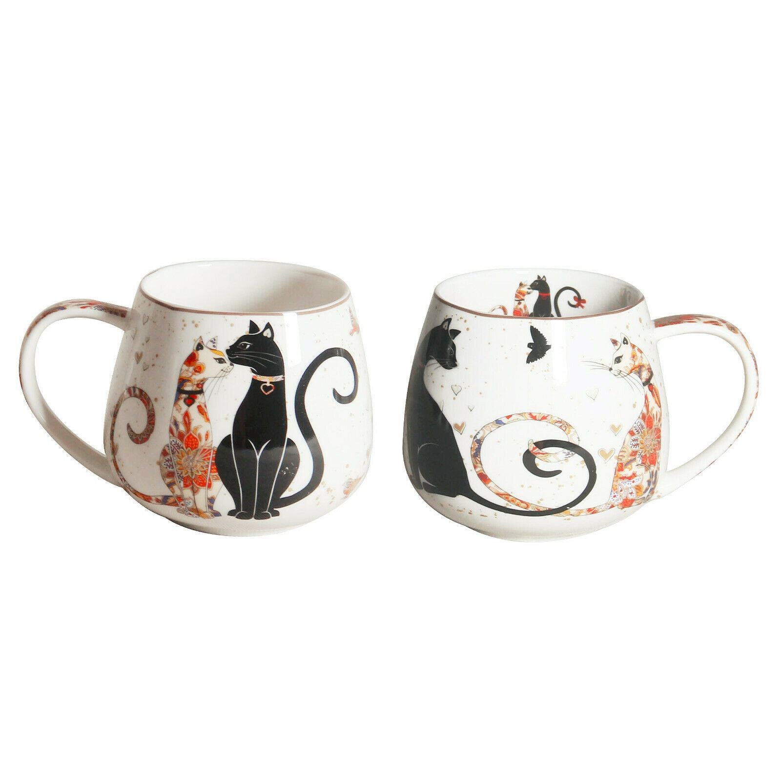 1pc Cat Couple Embossed Mug 400CC Tea Coffee Cup Fine Bone China Gift