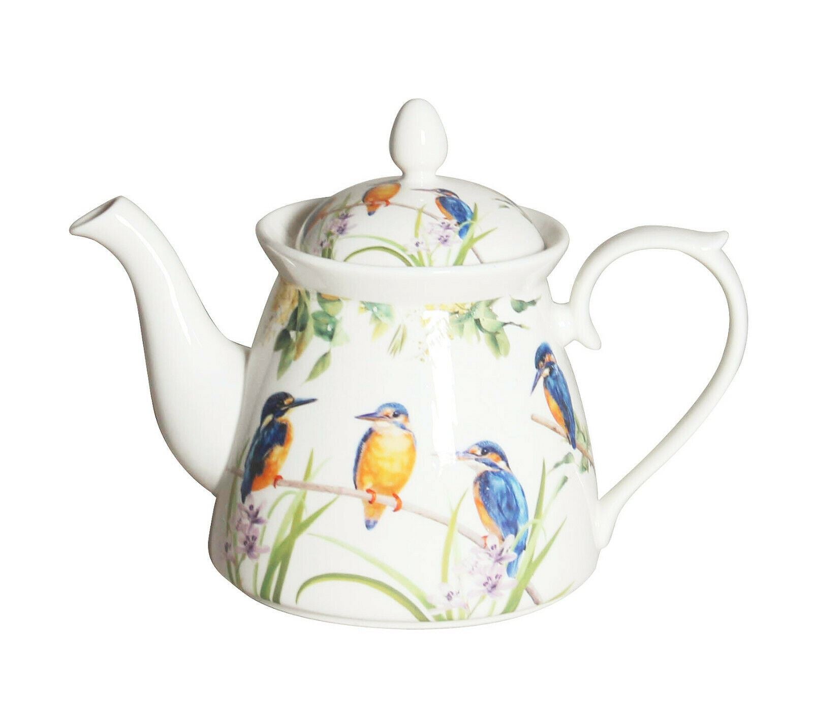 New Kingfisher Tea Pot 1L Bird Teapot  Fine Bone China w Gift Box