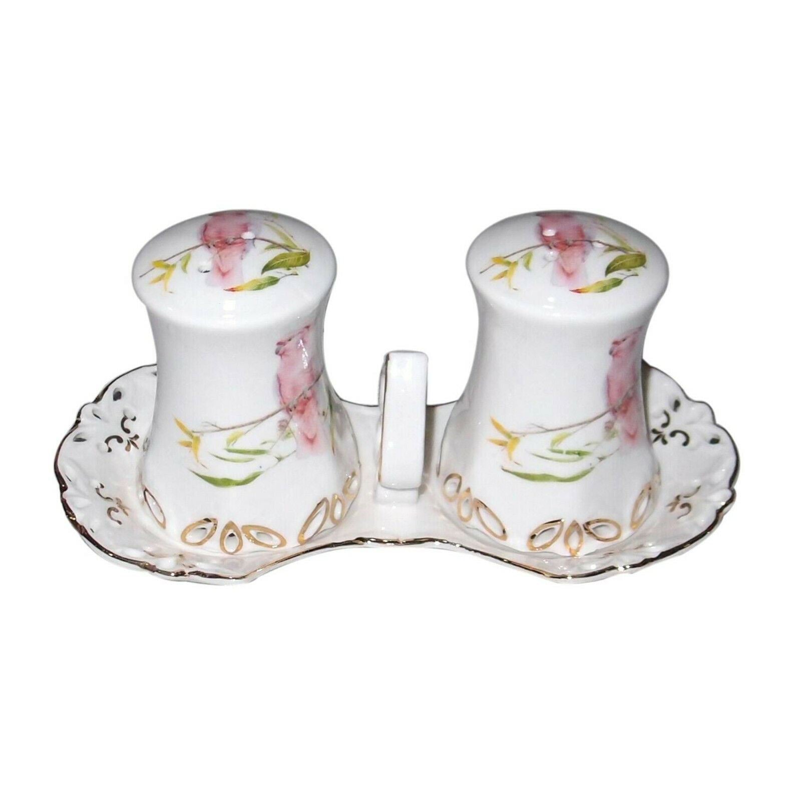 Cockatoo Salt & Pepper Set Fine Bone China Birthday Xmas Mother's Day Gift