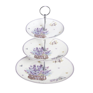 Fine Bone China Vintage Lavender  3 Tier Cake Stand Cupcake Stand