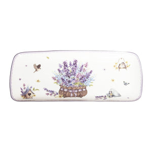 Vintage Lavender Rectangular Long Plate Fine Bone China Serving Plate 30*13cm