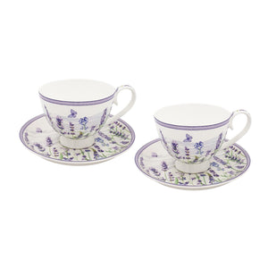 Set of 2 250cc Cups w Saucers Coffee Tea Mug Cup w Box- Lavender Farm