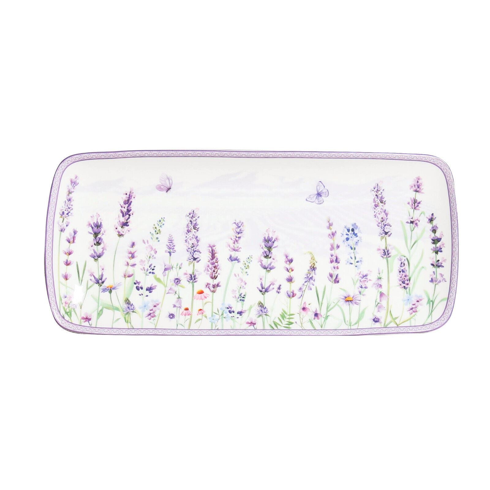 NEW  Lavender Farm Rectangular Plate Fine Bone China Serving Plate 30*13cm