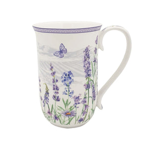 New Fine Bone China Lavender Farm Coffee Tea Mug w Handle Cup 405cc w Gift Box