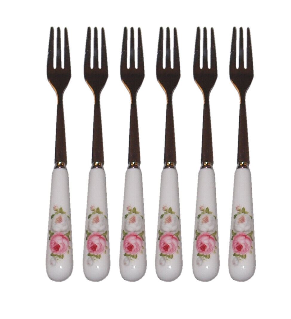 6pc Butterfly Rose Forks Dessert Forks Cutlery Gift Box Xmas Gift