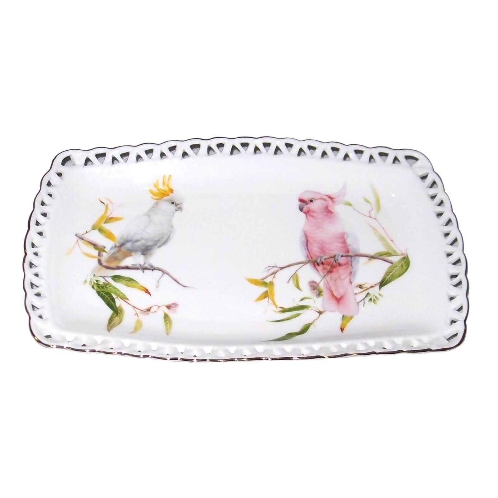 Cockatoo Sandwich Plate Fine Bone China Serving Plate 25*15cm w Gift Box