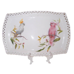 Australian Bird Cockatoo Plate Fine Bone China Serving Plate 36 x 21cm Gift Box